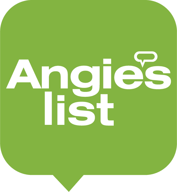 Angie's List logo on a bright green speech-bubble background with dark green text