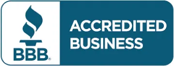 Better Business Bureau (BBB) Accredited Business logo badge with torch icon